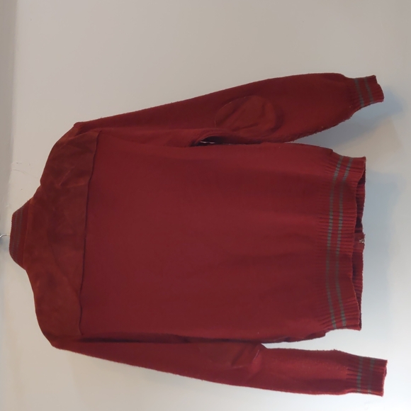 Vtg 70's City Splits Suede Sweater Elbow Jacket Men's Sz XL Maroon - Picture 7 of 10